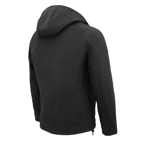 Milwaukee Leather MPM1767SET Men's Black 'Heated' Soft Shell Hooded Zipper Front Jacket (Battery Pack Included)