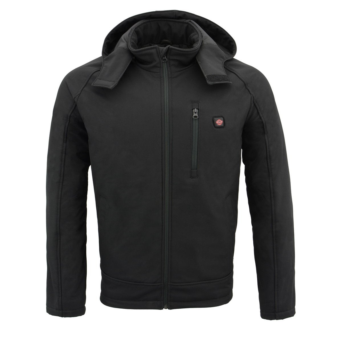 Milwaukee Leather MPM1767SET Men's Black 'Heated' Soft Shell Hooded Zipper Front Jacket (Battery Pack Included)