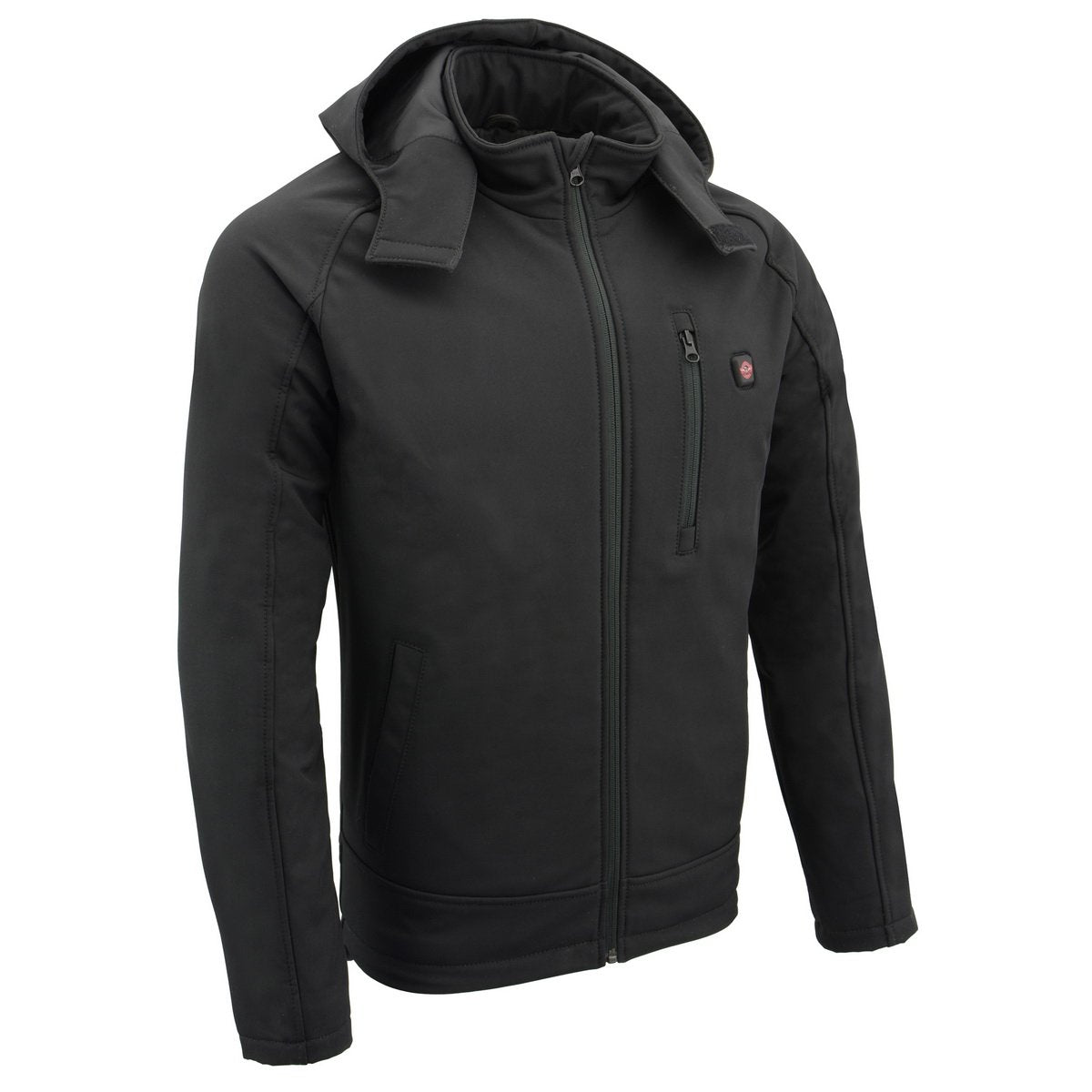 Milwaukee Leather MPM1767SET Men's Black 'Heated' Soft Shell Hooded Zipper Front Jacket (Battery Pack Included)