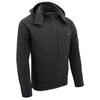 Milwaukee Leather MPM1767SET Men's Black 'Heated' Soft Shell Hooded Zipper Front Jacket (Battery Pack Included)