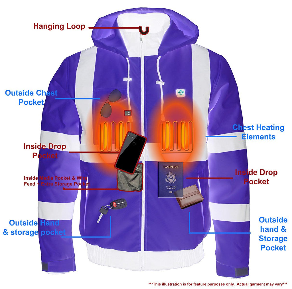 Milwaukee Leather MPM1773SET Men's High Viz Neon Green Textile Jacket with Heating Elements (Included Battery Pack)