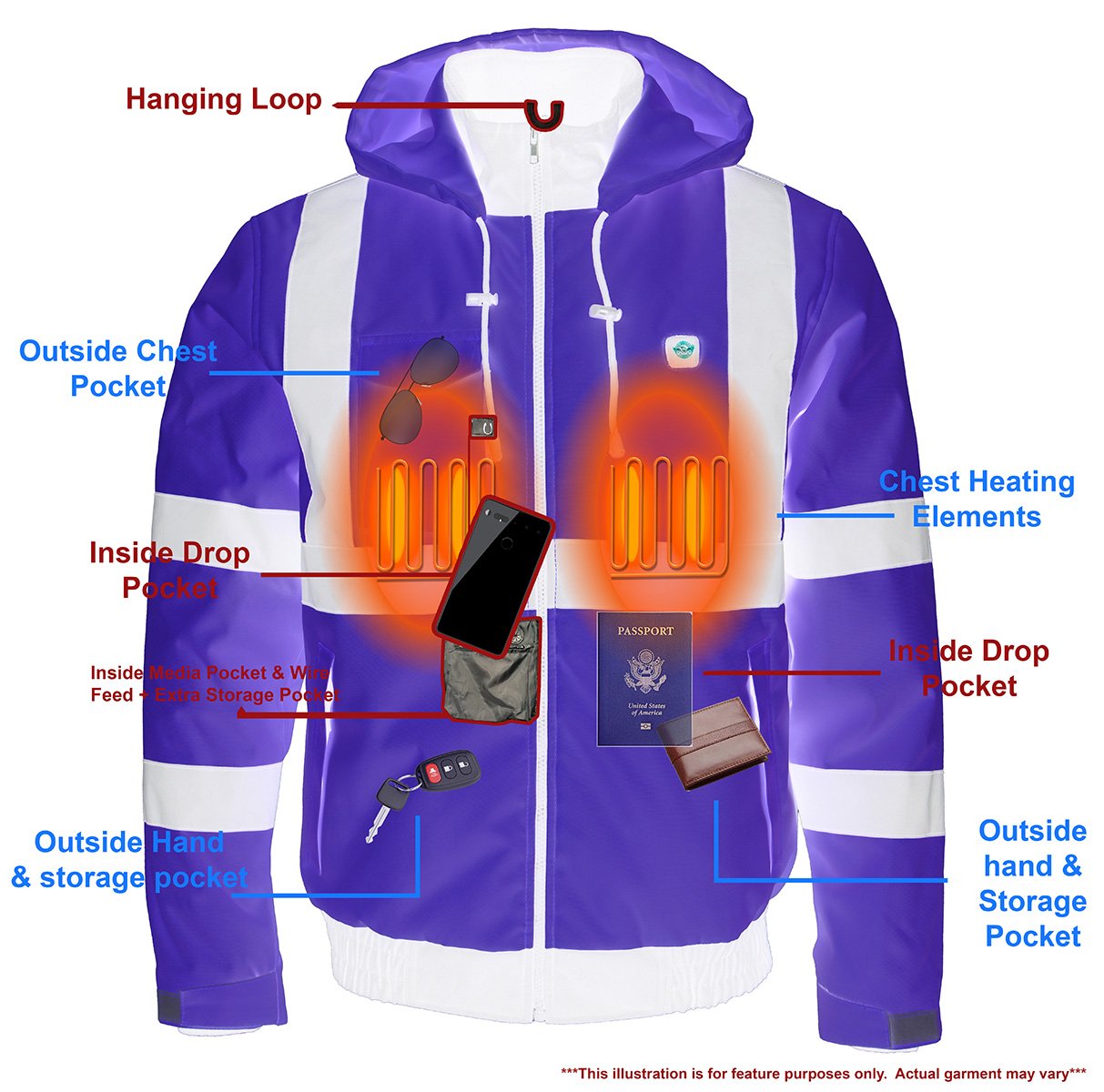 Milwaukee Leather MPM1773SET Men's High Viz Neon Green Textile Jacket with Heating Elements (Included Battery Pack)