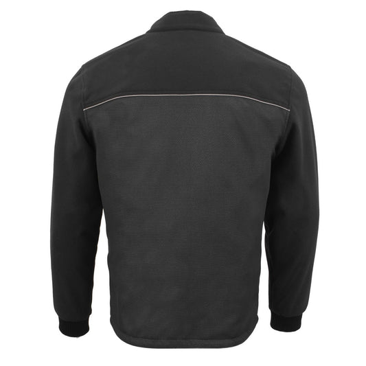 Milwaukee Leather MPM1780 Men's Black Textile and Fleece Combo Jacket with Reflective Piping