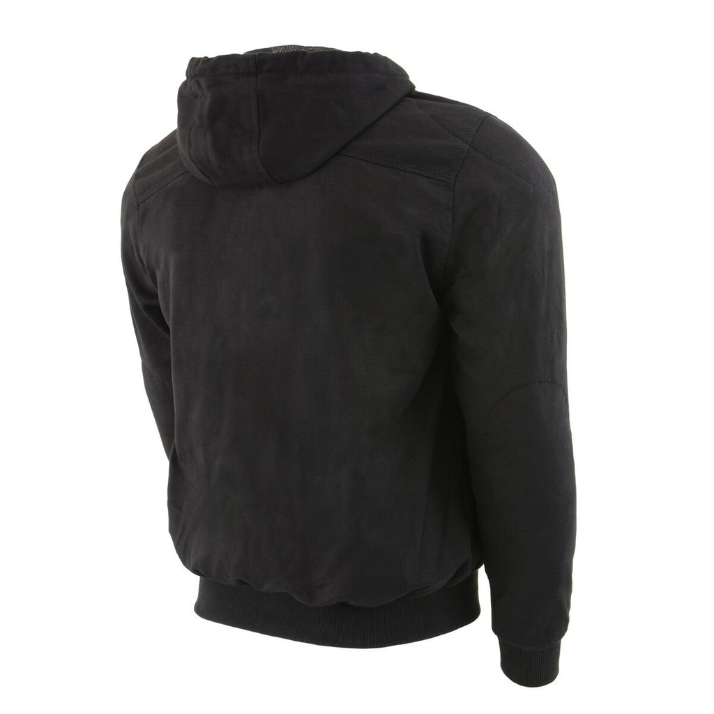 Milwaukee Leather MPM1788 Men's Black CE Approved Armored Riding Hoodie Sweater w/ Aramid by DuPont Fibers