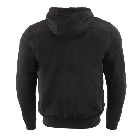 Milwaukee Leather MPM1788 Men's Black CE Approved Armored Riding Hoodie Sweater with Aramid by DuPont Fibers