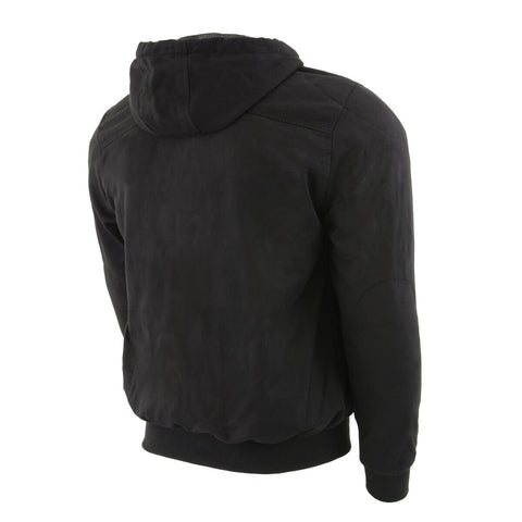 Milwaukee Leather MPM1788 Men's Black CE Approved Armored Riding Hoodie Sweater with Aramid by DuPont Fibers