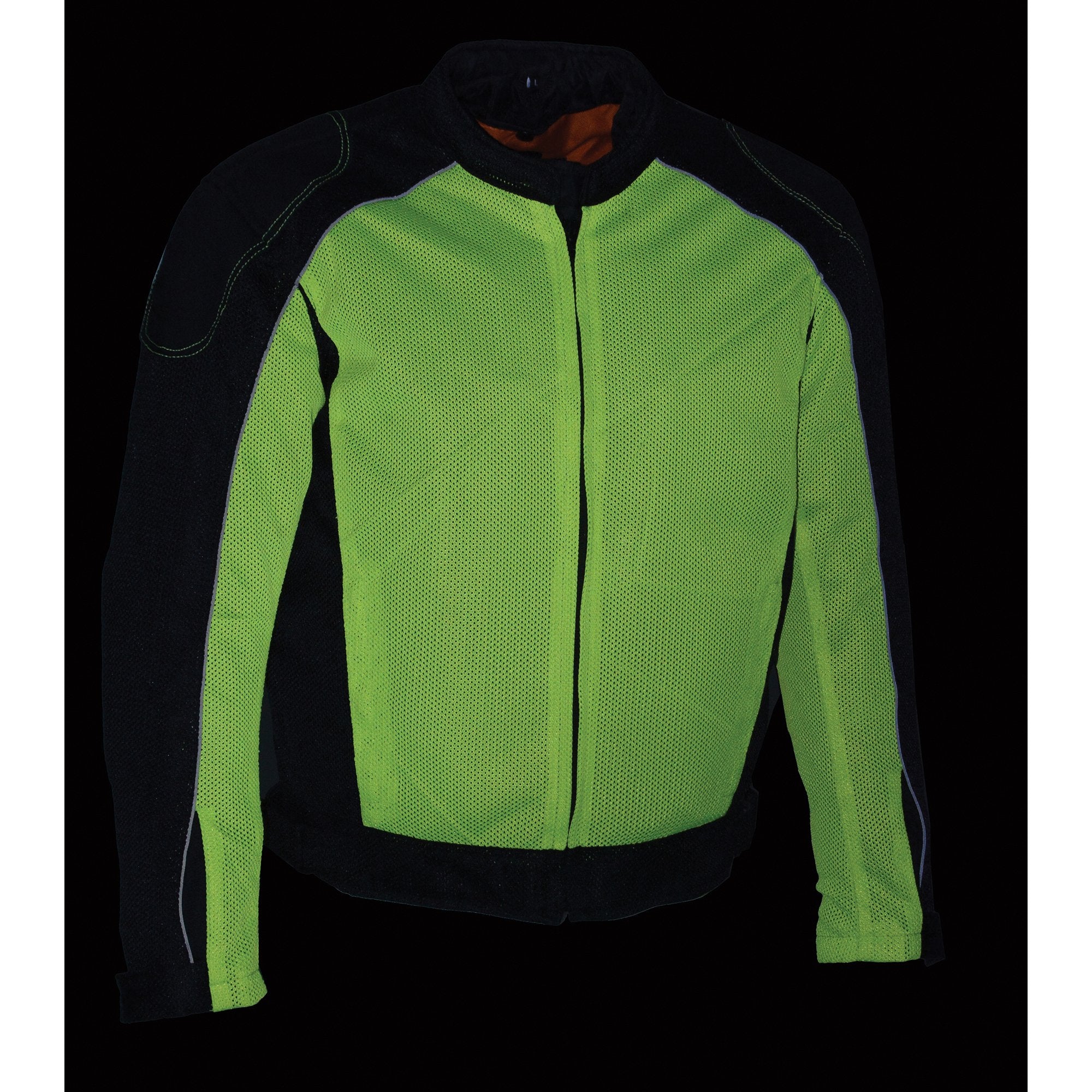 Milwaukee Leather MPM1790 Men's Black and Neon Green Hi Vis Mesh Racer Jacket with Dual Gun Pockets - Milwaukee Leather Mens Textile Jackets