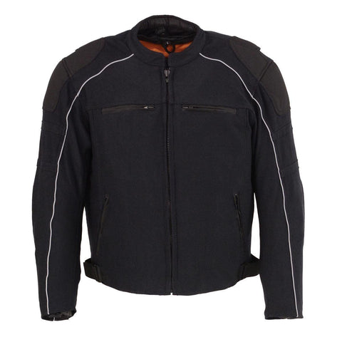 Milwaukee Leather MPM1791 Men's Black Textile Armored Jacket with Removable Rain Jacket Liner - Milwaukee Leather Mens Textile Jackets
