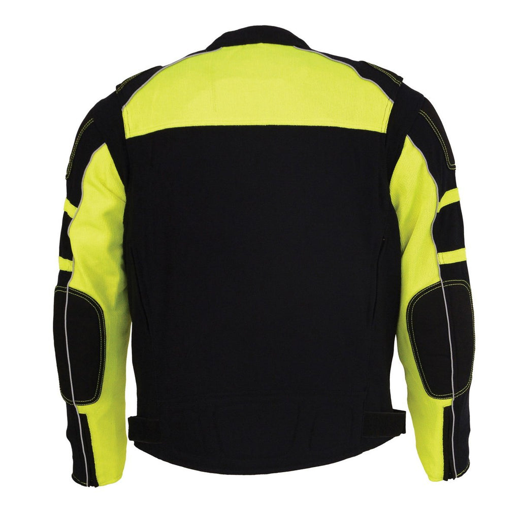 Milwaukee Leather MPM1791 Men's Black and Neon Green Armored Textile Jacket with Removable Rain Jacket Liner - Milwaukee Leather Mens Textile Jackets