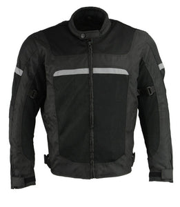 Milwaukee Leather MPM1794 Men's Black Armored Mesh Racer Jacket with Reflective Piping - Milwaukee Leather Mens Textile Jackets
