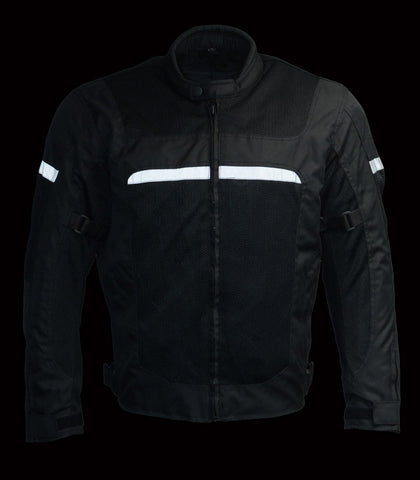 Milwaukee Leather MPM1794 Men's Black Armored Mesh Racer Jacket with Reflective Piping - Milwaukee Leather Mens Textile Jackets