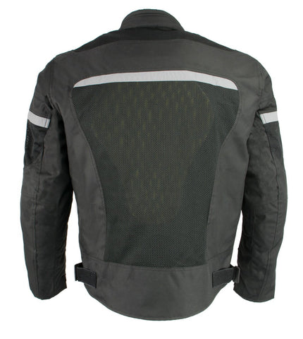 Milwaukee Leather MPM1794 Men's Black Armored Mesh Racer Jacket with Reflective Piping - Milwaukee Leather Mens Textile Jackets