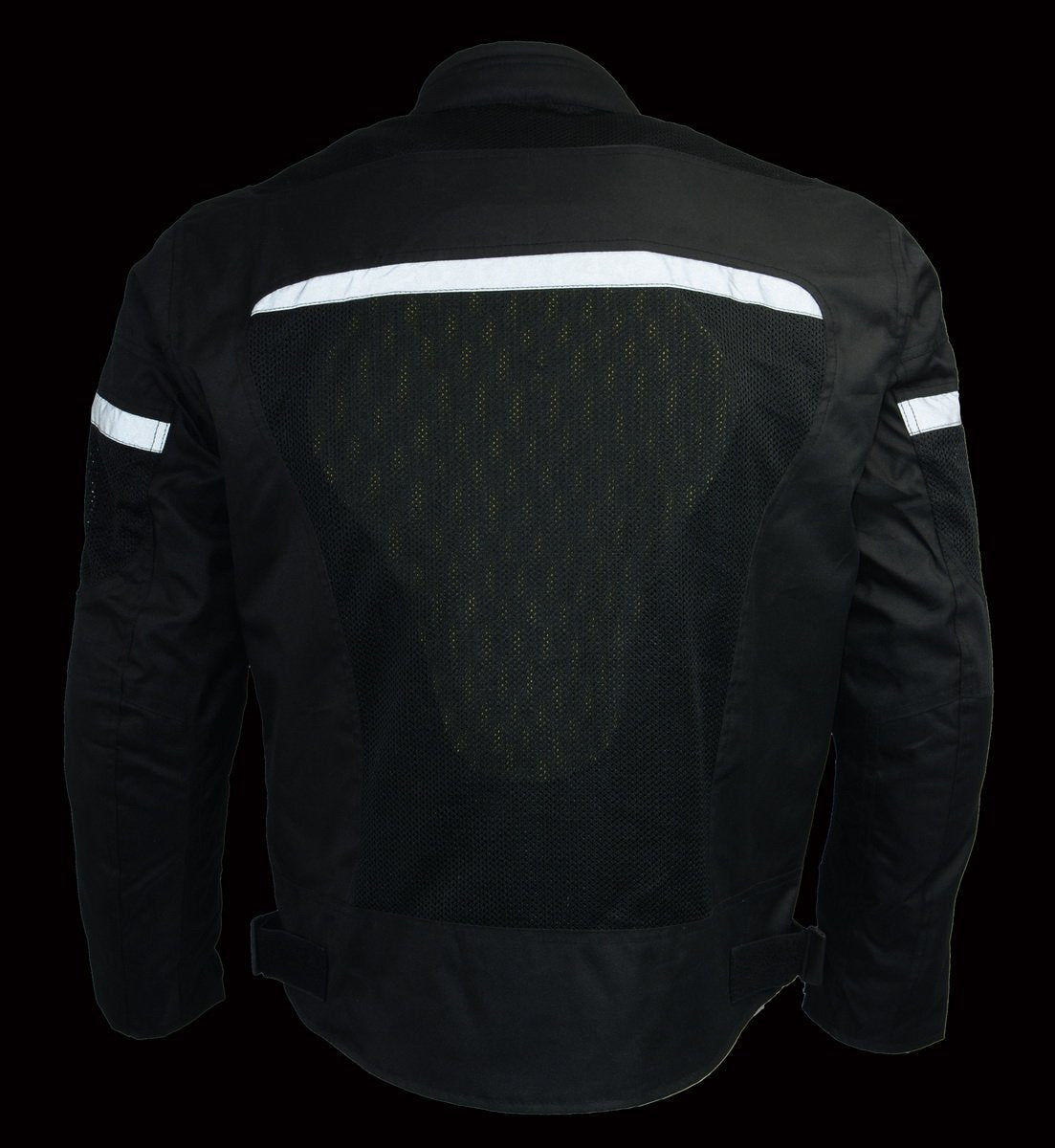 Milwaukee Leather MPM1794 Men's Black Armored Mesh Racer Jacket with Reflective Piping - Milwaukee Leather Mens Textile Jackets
