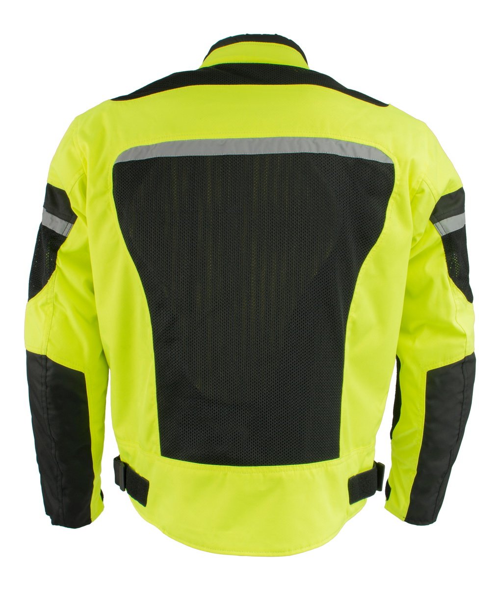 Milwaukee Leather MPM1794 Men's High Vis Black and Green Armored Mesh Racer Jacket - Milwaukee Leather Mens Textile Jackets