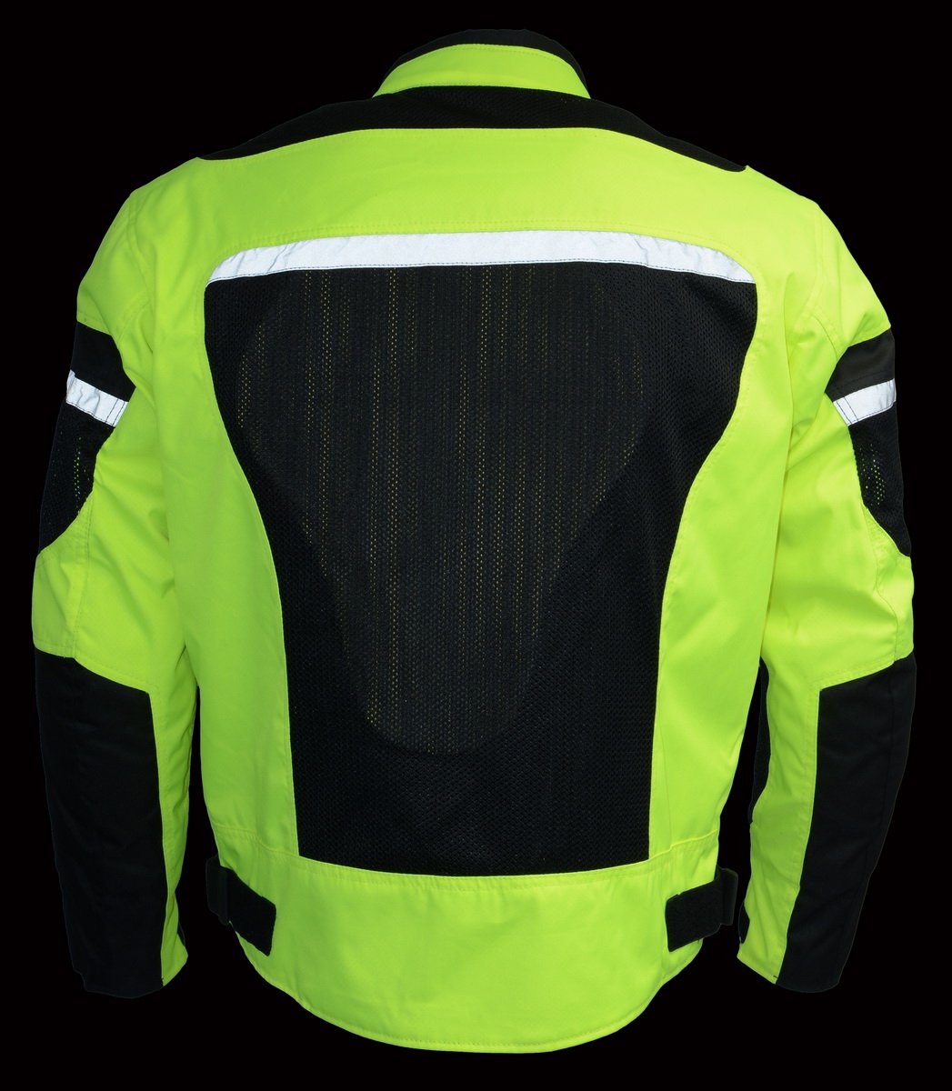 Milwaukee Leather MPM1794 Men's High Vis Black and Green Armored Mesh Racer Jacket - Milwaukee Leather Mens Textile Jackets