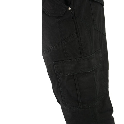 Milwaukee Leather MPM5590 Men's Black Armored Black Cargo Jeans Reinforced with Aramid by DuPont Fibers