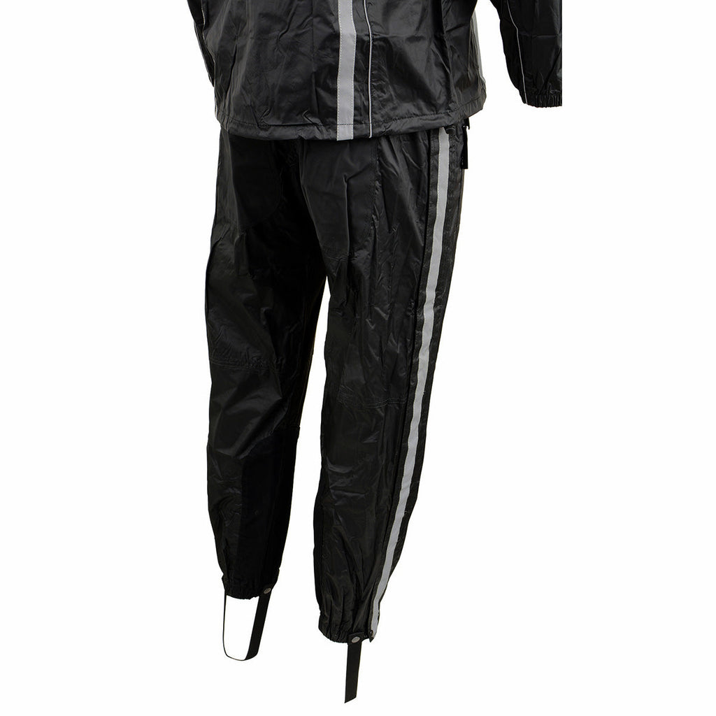 Milwaukee Leather MPM9510 Men's Black Water-Resistant Motorcycle Rain Suit with Hi Vis Reflective Tape