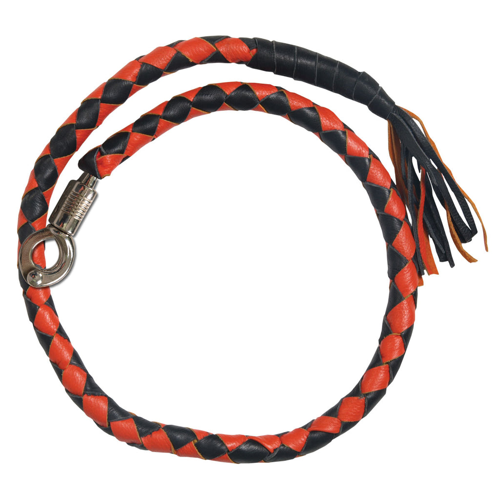 Hot Leathers MWH1104 Get Back Genuine Black and Orange Leather Whip
