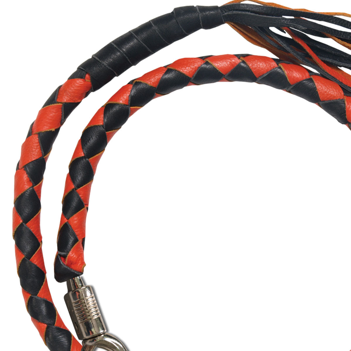 Hot Leathers MWH1104 ‘Get Back’ Genuine Black and Orange Leather Whip