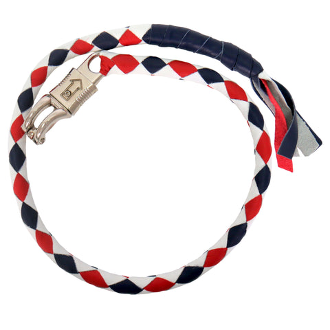 Hot Leathers "Get Back" Red, White, and Blue Genuine Leather Whip