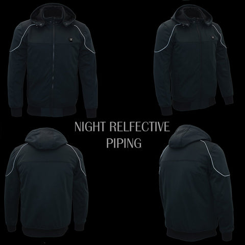 Nexgen Heat Men's Nxm1761set-'Igniter' Black 'Heated' Soft Shell Hooded Jacket (Rechargeable Battery Pack Included)