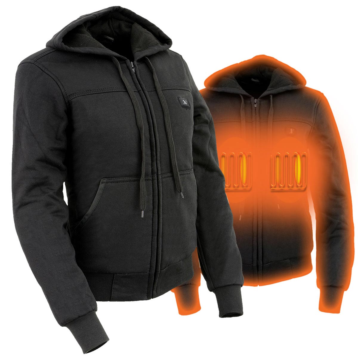 Nexgen Heat NXL2713SET Women Heated Front Zipper Black Hoodie Jacket