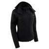 Nexgen Heat Women's Nxl2767set-'Ruffled' Black Heated Soft Shell Hooded Jacket (Rechargeable Battery Pack Included)