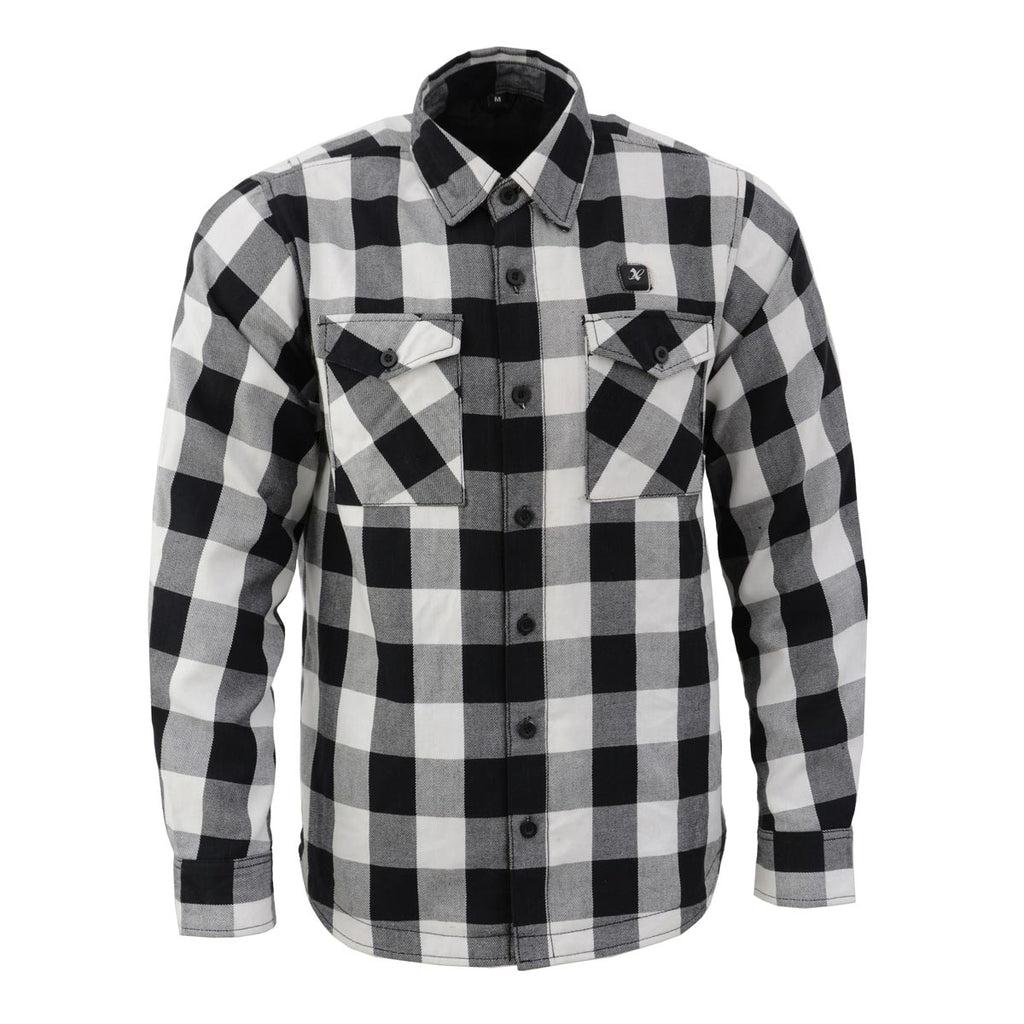 Nexgen Heat Men's Nxm1601set-'Riffraff' Black and White Heated Flannel Long Sleeve Shirt (Rechargeable Battery Pack Included)