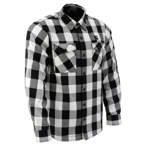 Nexgen Heat Men's Nxm1601set-'Riffraff' Black and White Heated Flannel Long Sleeve Shirt (Rechargeable Battery Pack Included)