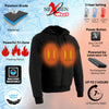 Nexgen Heat MPM1713SET Men's Black 'Heated' Front Zipper Hoodie Jacket for Outdoor Activities w/ Battery Pack