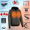 NexGen Heat MPM1717DUAL Men's Grey 'Heated' Zipper Hoodie w/Trademark Dual Technology 7.4v/12v (Battery Pack Included)