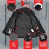 Nexgen Heat NXM1767SET Men's 'Ruffled' Black Soft Shell Heated Hooded Jacket (Included Rechargeable 10000mAh Battery)