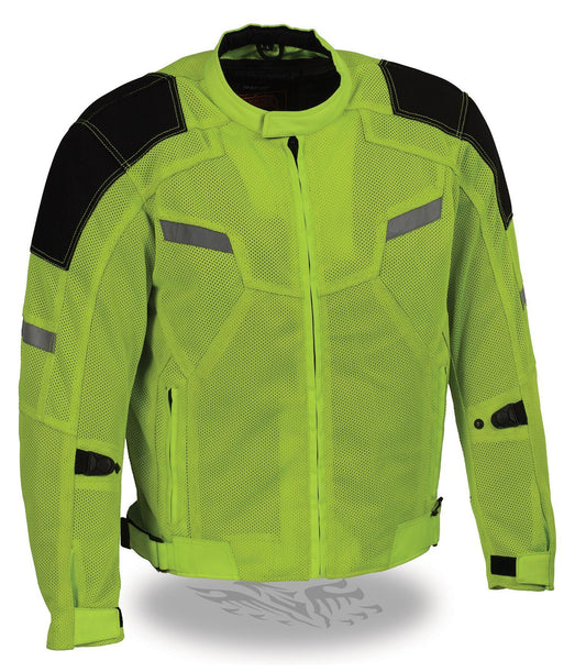 Milwaukee Leather MPM1792 Men's High Vis Armored Textile Jacket with Dual Gun Pockets - Milwaukee Leather Mens Textile Jackets