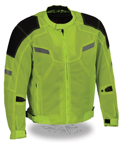 Milwaukee Leather MPM1792 Men's High Vis Armored Textile Jacket with Dual Gun Pockets - Milwaukee Leather Mens Textile Jackets