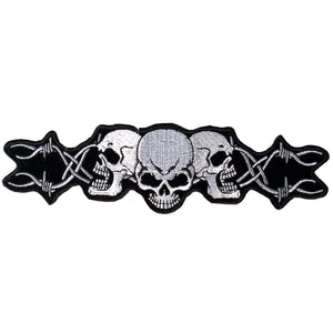 Hot Leathers PPA1056 Barbed Wire Skull Trio 10" x 3" Patch