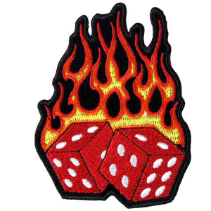 Hot Leathers Flaming Dice 3" x 4" Patch