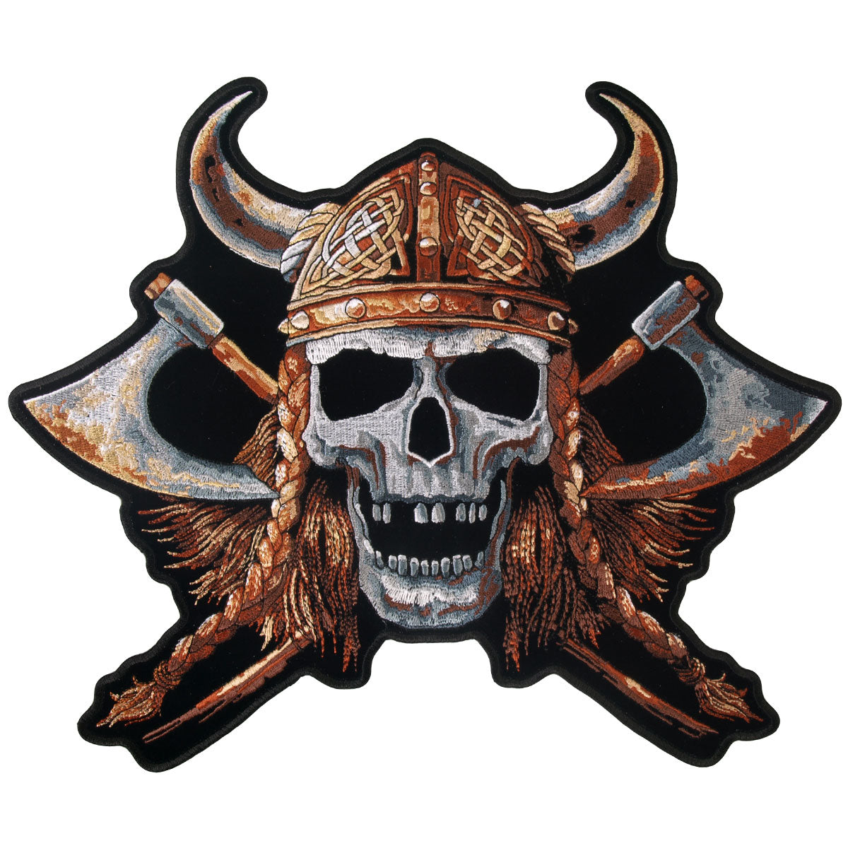 Hot Leathers Viking Skull 12" x 10" Patch