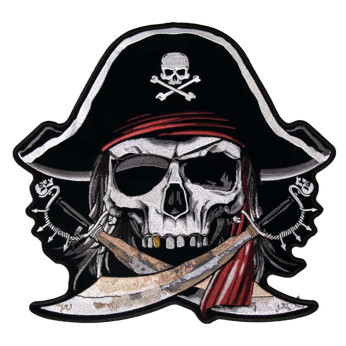 Hot Leathers Pirate Skull 11" x 10" Patch