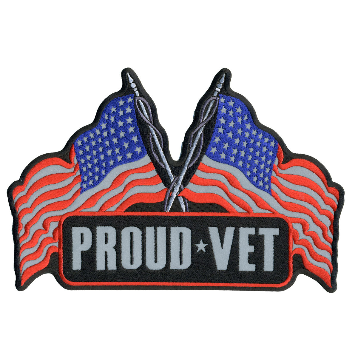 Hot Leathers Proud Vet Reflective 10" x 7" Patch