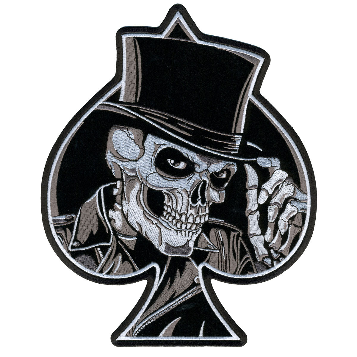 Hot Leathers Top Hat Skull Hook and Loop 4" x 5" Patch