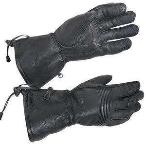 Xelement XG856 Men's Black Gauntlet Deerskin Insulated Padded Motorcycle Gloves