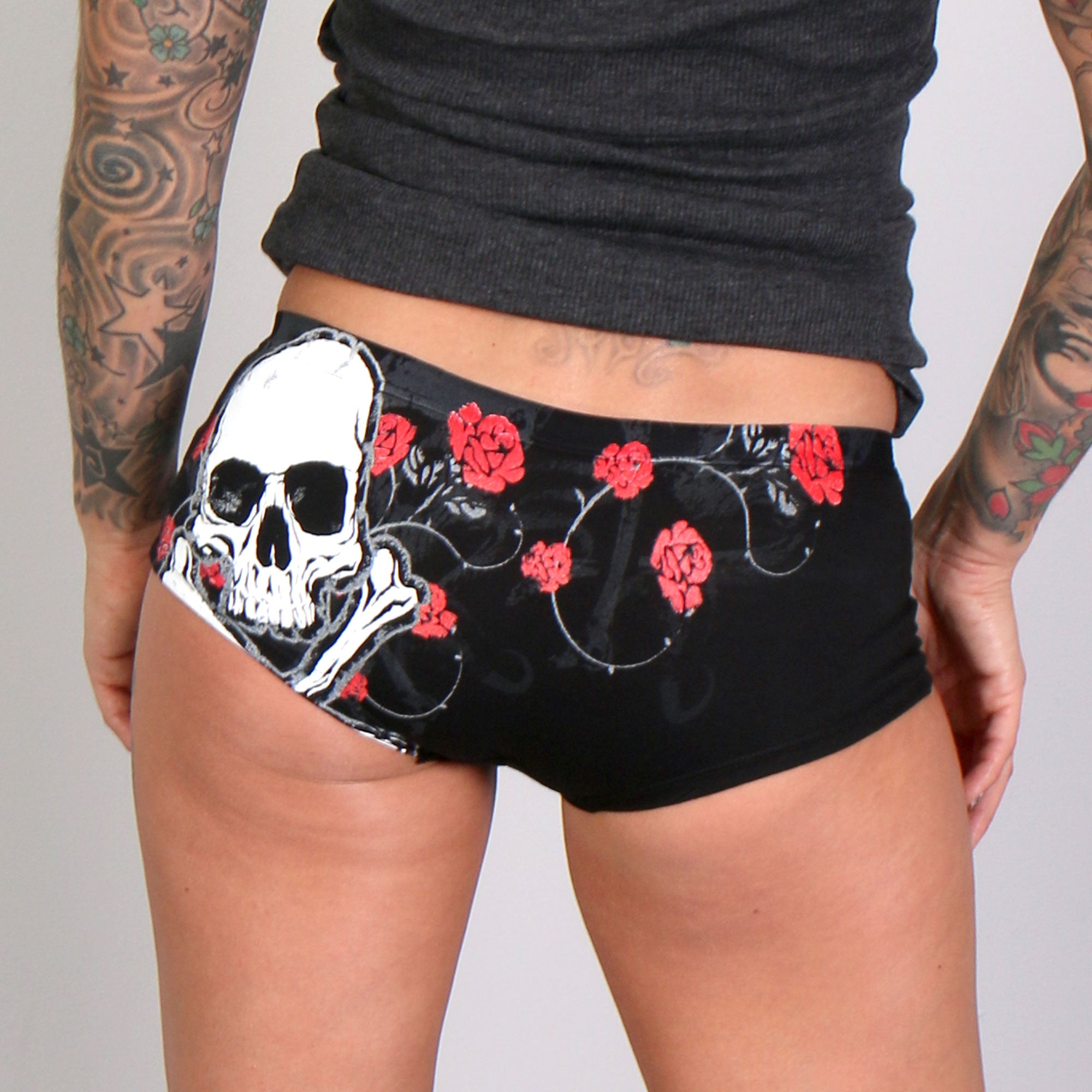 Hot Leathers PTB7007 Red Roses Boy Shorts