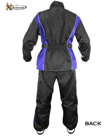 Xelement RN4768 Men s Black and Blue 2 Piece Motorcycle Rain Suit with
