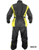 Xelement RN4782 Men's Black and Yellow 2-Piece Motorcycle Rain Suit with Boot Strap