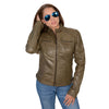 Milwaukee Leather SFL2801 Women's 'Racer' Olive Stand Up Collar Motorcycle Fashion Leather Jacket