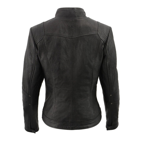 Milwaukee Leather SFL2801 Women's 'Racer' Black Stand Up Collar Motorcycle Fashion Leather Jacket