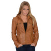 Milwaukee Leather SFL2810 Ladies Cognac Hooded Scuba Leather Jacket with Draw String - Milwaukee Leather Womens Leather Jackets