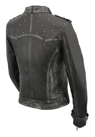 Milwaukee Leather SFL2840 Women's Black Sheepskin Leather Jacket Asymmetrical Zipper - Milwaukee Leather Womens Leather Jackets
