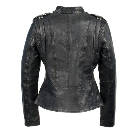 Milwaukee Leather SFL2845 Women's Black Leather Motorcycle Style Fashion Jacket with Asymmetrical Zipper