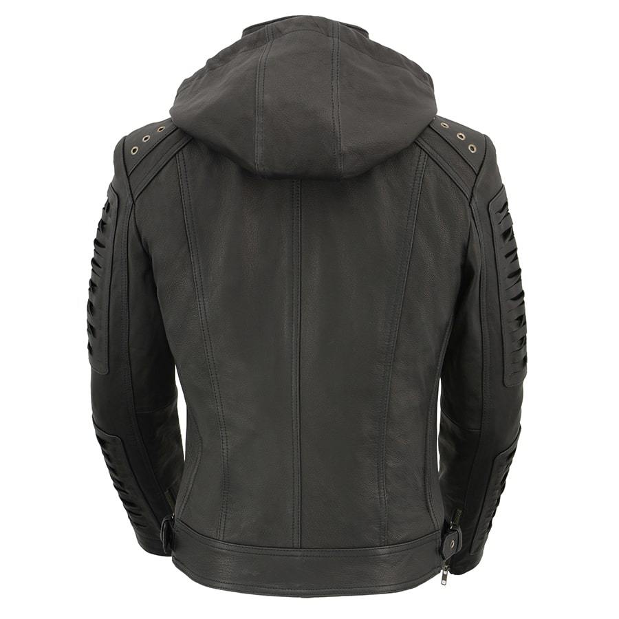 Milwaukee Leather SFL2865 Women's Black Hooded Scuba Leather Jacket